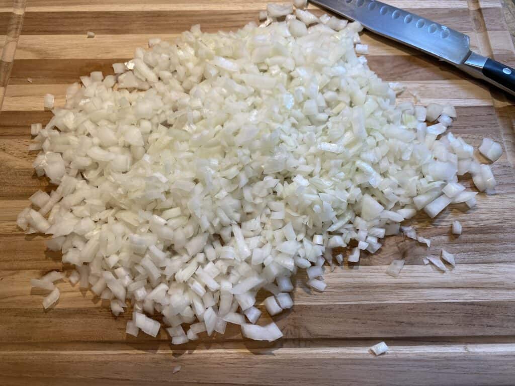 chop onions for keema fry